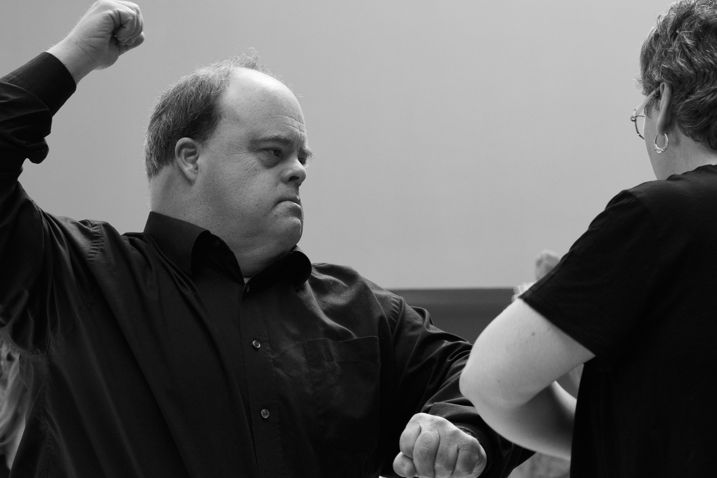 Black and white photo of Graham dancing at the British Museum 
